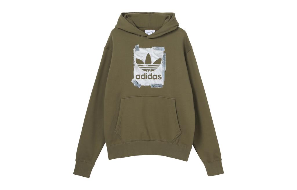 adidas Свитшоты Originals Унисекс Зеленые С капюшоном Умеренный Обычный HL4102
