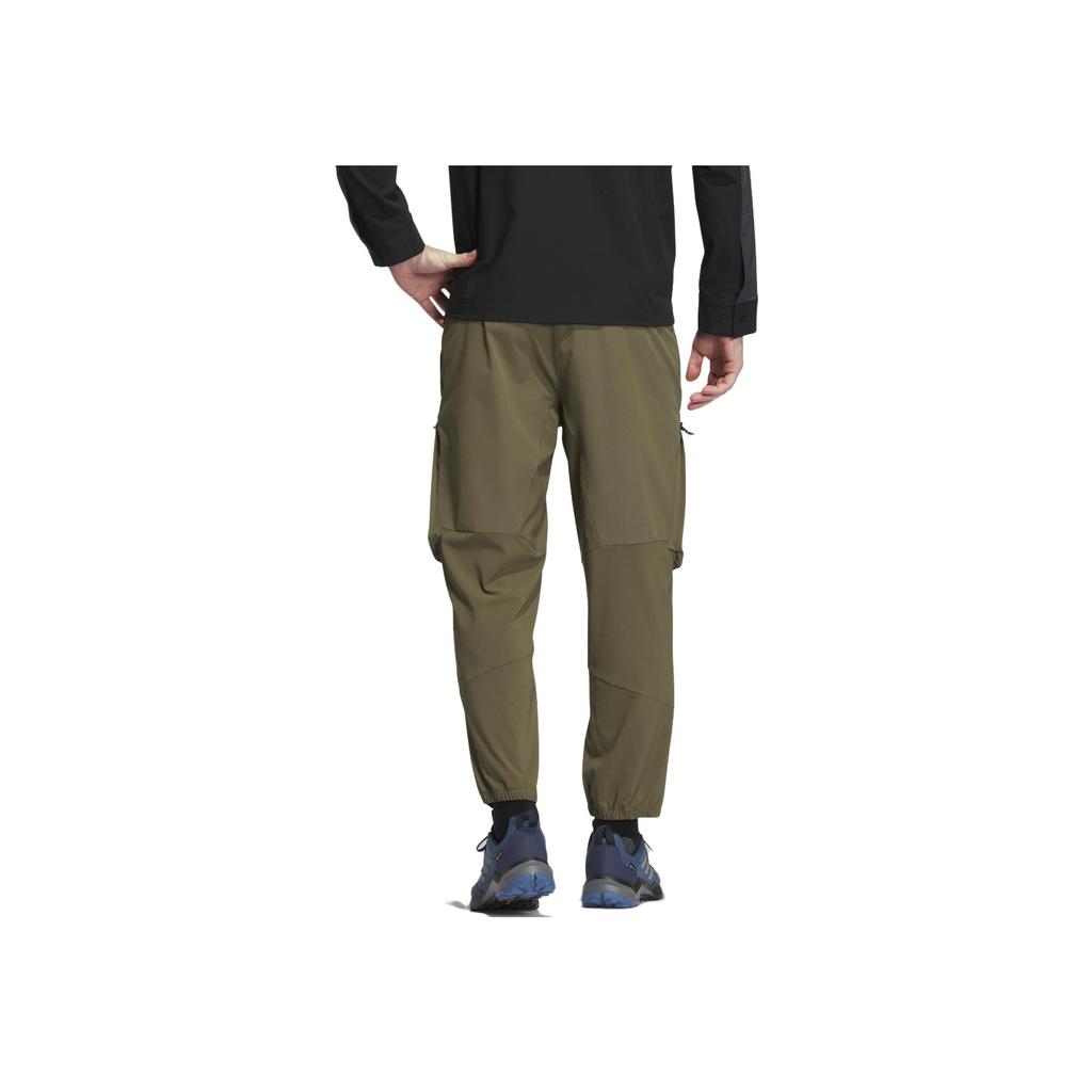 Adidas Solid Color Lace-Up Large Pocket Outdoor Cargo Pants Men Pants Rock-Olive IC7995