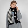 Smiley Plaid Knitted Scarf Women's Winter New Warm Versatile Thick Wool Scarf
