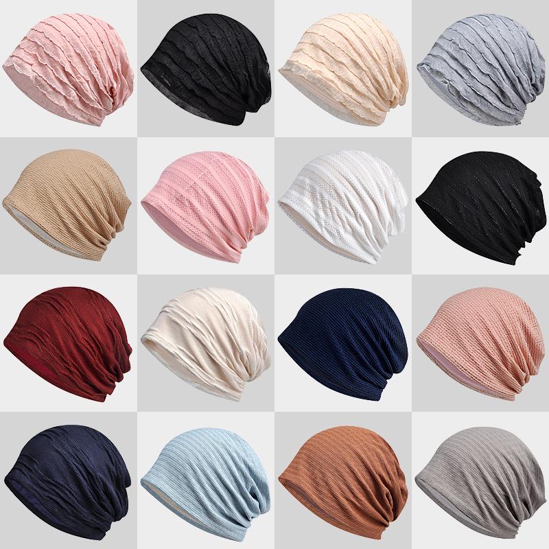 Women's Breathable Thin Cotton Pullover Hat - Spring/Summer Headscarf, Confinement, Sleep, and Outdoor Leisure Cap.