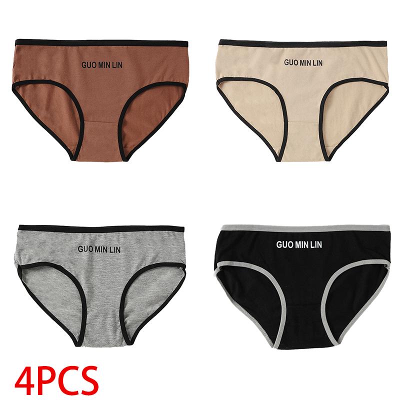 1/4PCS Women's Briefs Cotton Underpants Sports Girls Mid-waist Cotton Crotch Panties