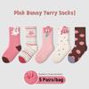 Зимние носки для девочек, теплые носки, новейшие детские термоноски, детские утепленные хлопковые носки, носки с изображением кролика из мультфильма, 5 пар/лот