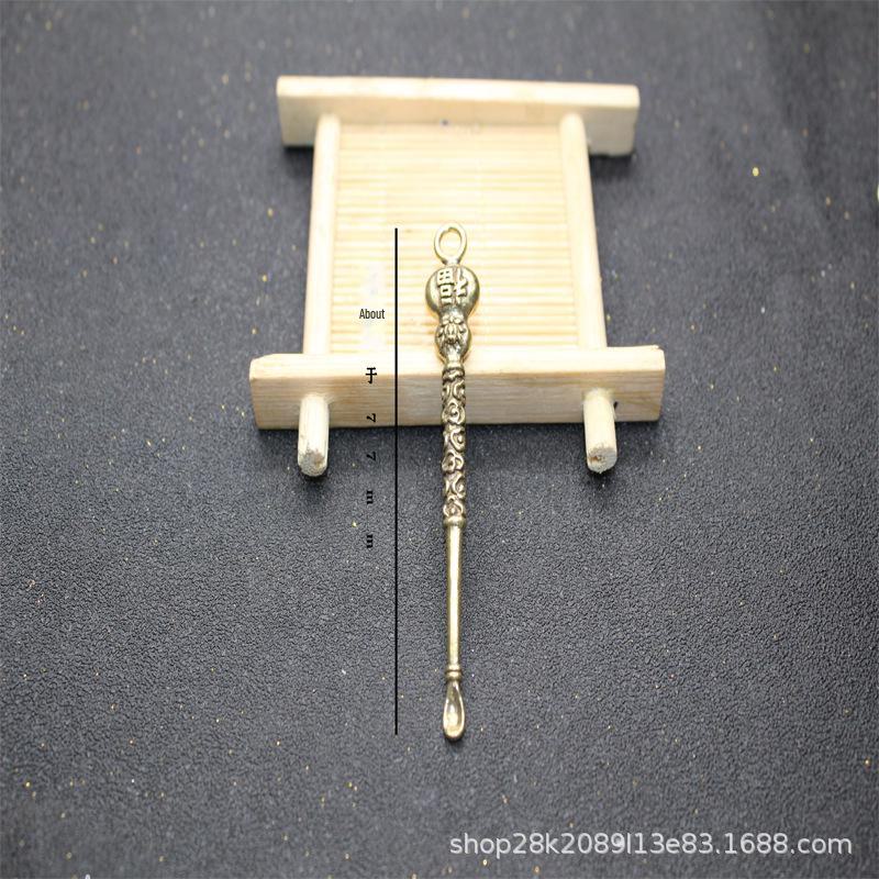 Ложка-прорезыватель для ушей из латуни Lotus Ruyi - брелок-подвеска из чистой меди