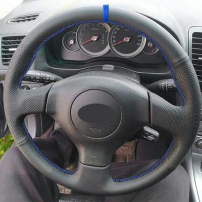 Черно-синяя линия Кожаная оплетка рулевого колеса Для Subaru Impreza 2005 2006 2007