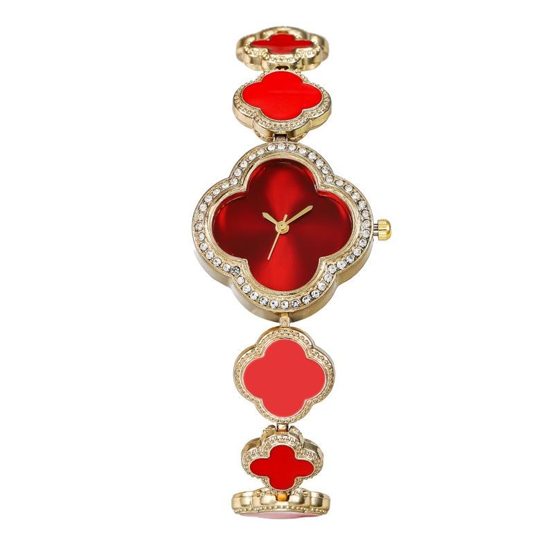 Модные часы-браслет с лепестками и клевером для женщин, кварцевые, оптом от производителя