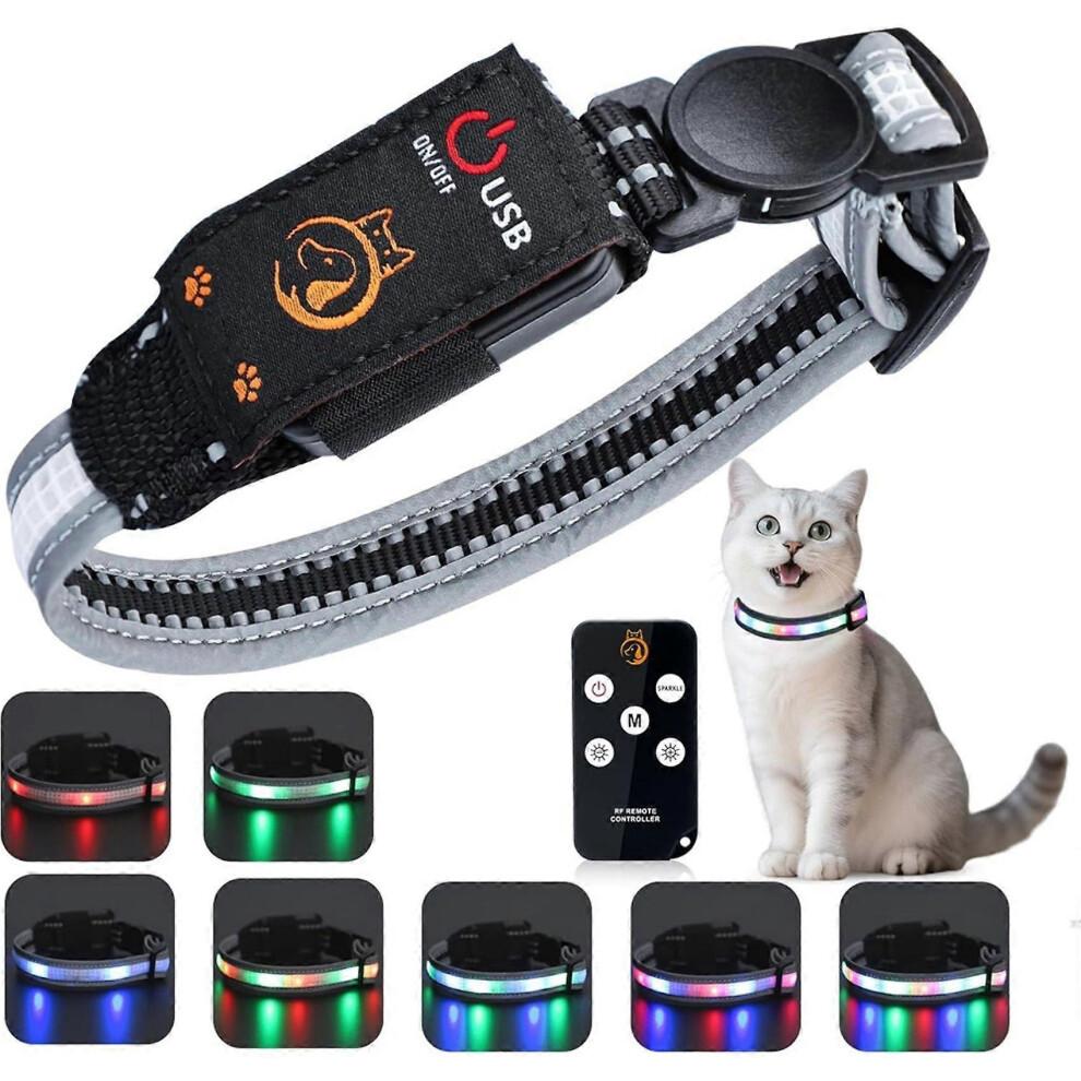 2X Cat Collar,Lighted Cat Collars for Night,Rechargeable Waterproof LED Cat Collar with Remote,Dog Lights