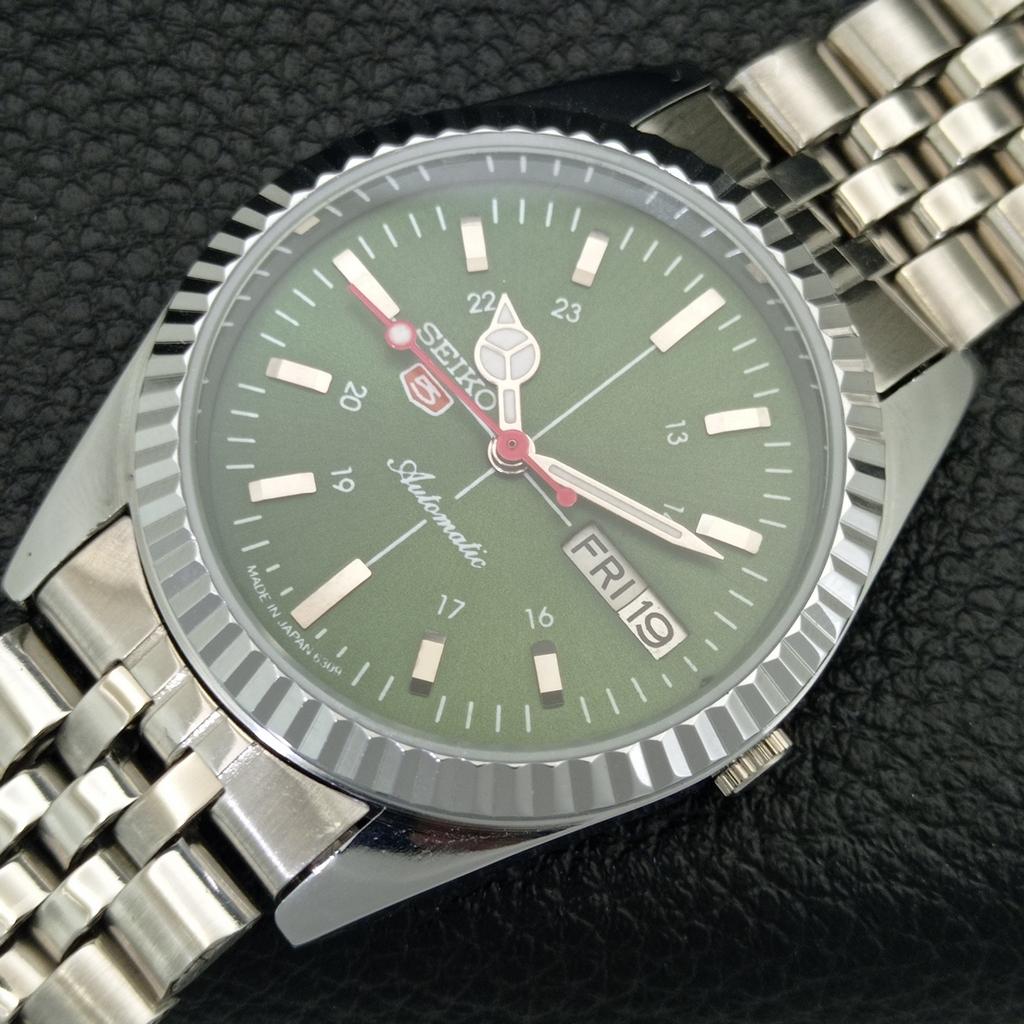 ОТРЕМОНТИРОВАННЫЕ ВИНТАЖНЫЕ МУЖСКИЕ АВТОМАТИЧЕСКИЕ ЧАСЫ SEIKO 5 6309A ЯПОНИЯ ЗЕЛЕНЫЕ a442838-1