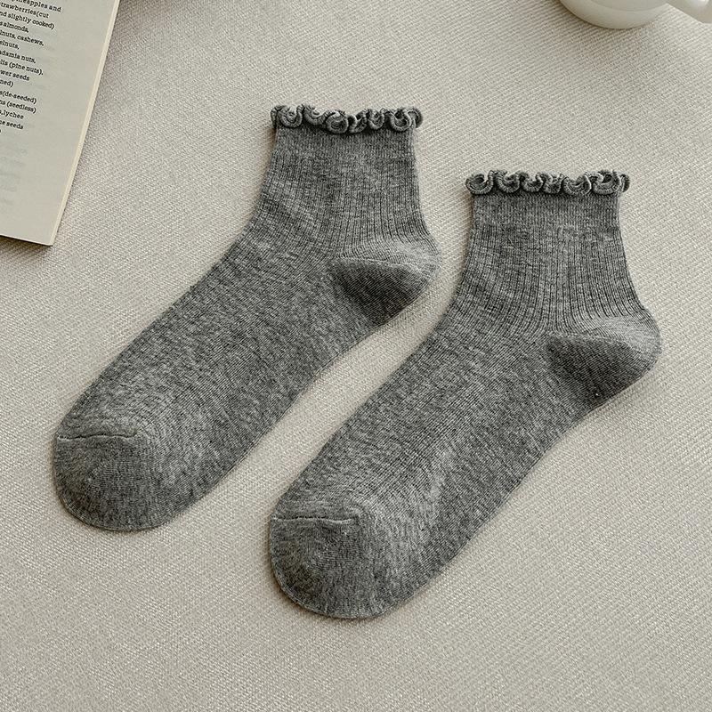 Female Spring and Summer Thin Style Draw A Mesh Lovely Cream Ear Ear Side In The Tube Socks