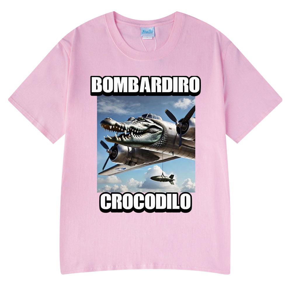 Bombardiro Crocodilo Crocodile Plane Bomber Funny Meme T-shirtUnisex Summer Casual Cotton Comfort Short Sleeve T Shirts Tops