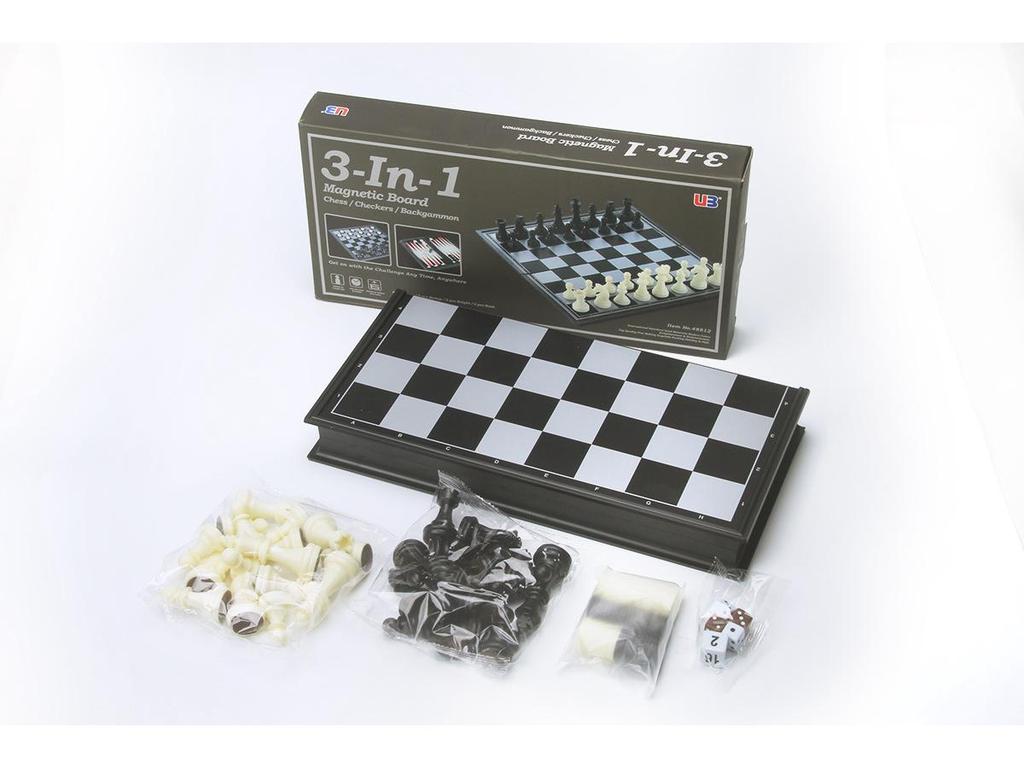 Youbang Three-in-One Magnetic Folding Chess, Checkers, and Backgammon Game Set (Medium)