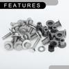Side Step Hardware Mounting Kit No.68044460AA/82212003 - Car Bolts - for Dodge for Ram 1500 2009-2012 Metal Silver Tone - 1 Set