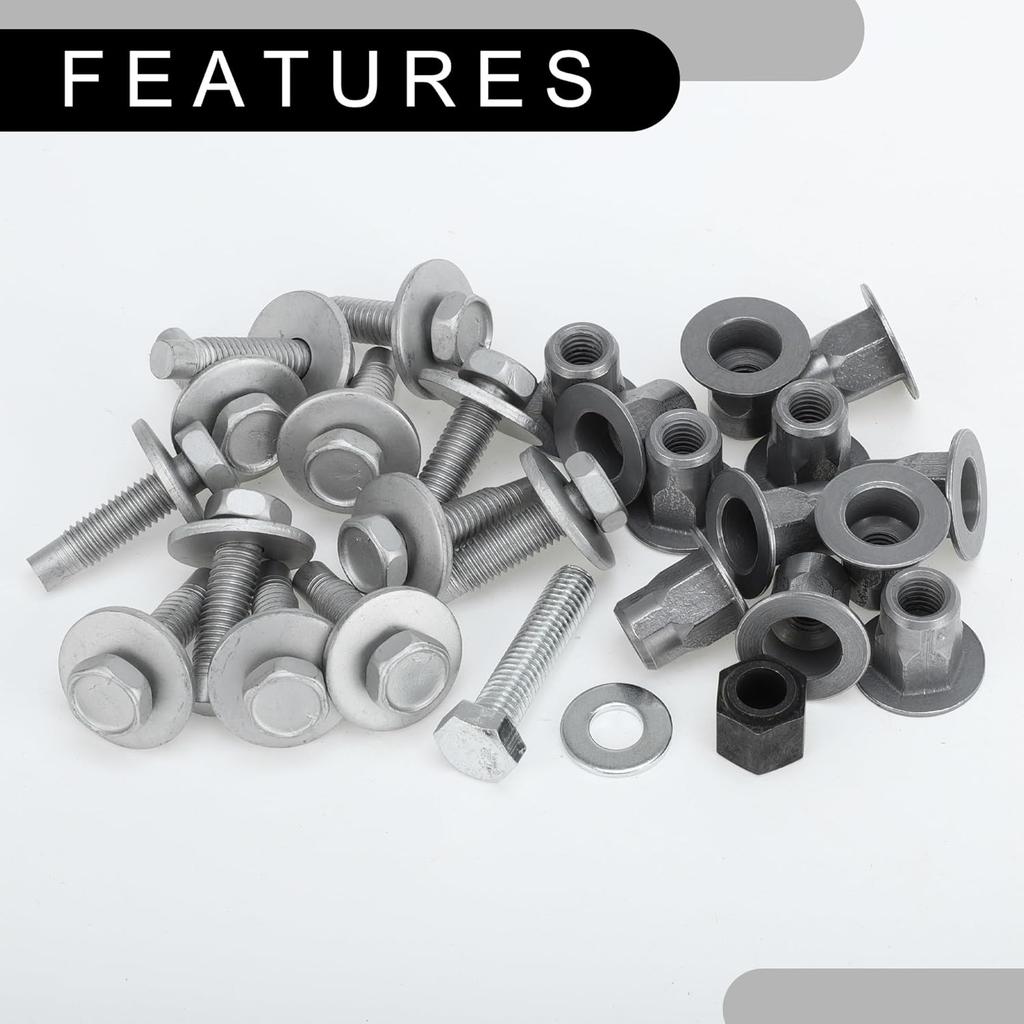 Side Step Hardware Mounting Kit No.68044460AA/82212003 - Car Bolts - for Dodge for Ram 1500 2009-2012 Metal Silver Tone - 1 Set