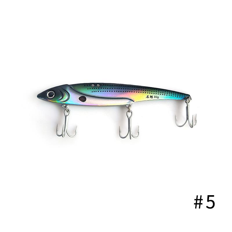 Aotuo Hot Selling 30g Gold Foil Lead-Stainless Steel VIB Metal Jig Lure Long Blade 3 Hooks for Bass Saltwater