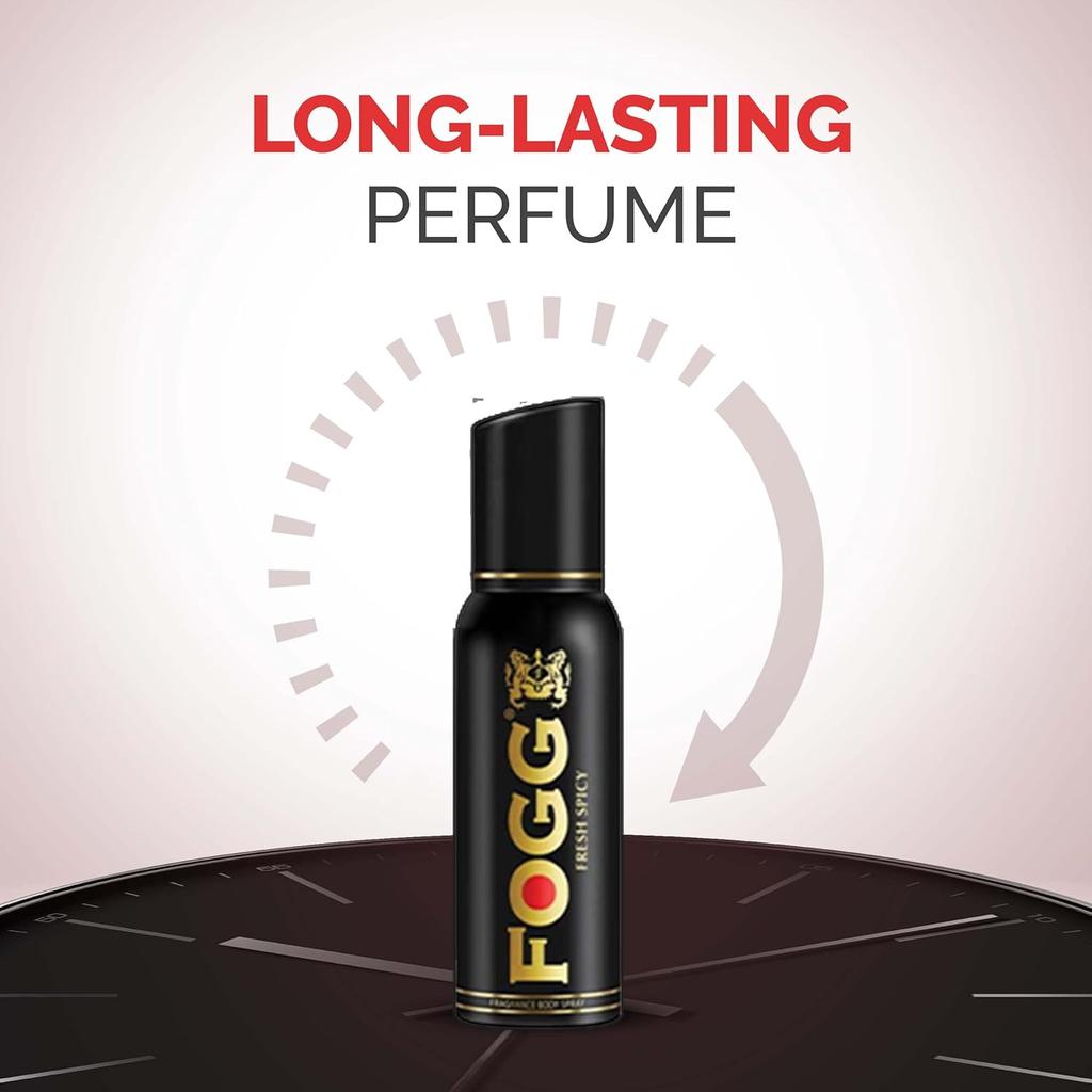 Fogg Fresh Spicy Premium No Gas Deodorant for Men, Long-Lasting Perfume Body Spray, 120 ml
