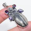 Natural Zebra Jasper, Amethyst 925 Sterling Silver Jewelry Pendant 2.21" K8A42