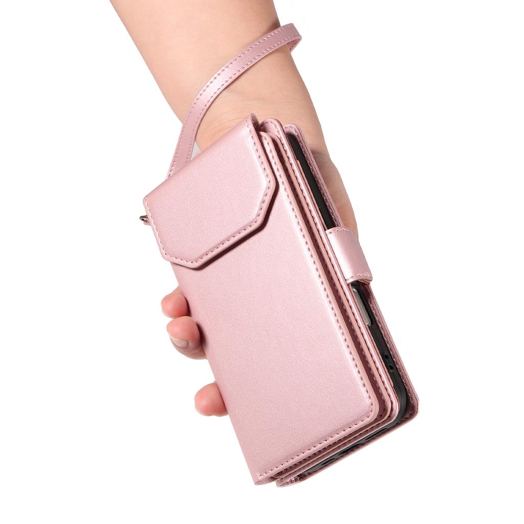 For Samsung Galaxy A35 5G Case with Multi-Card Holder and Strap PU Leather Phone Cover Stand