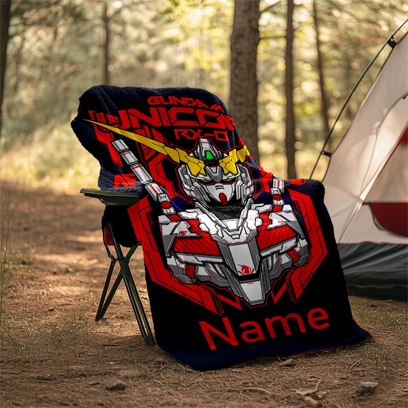 Personalized Custom Name Blanket - Mobile Suit Gundam Print Design,Blanket for Sofa,Bed,Travel,Camping - Soft and Warm, Great Gift