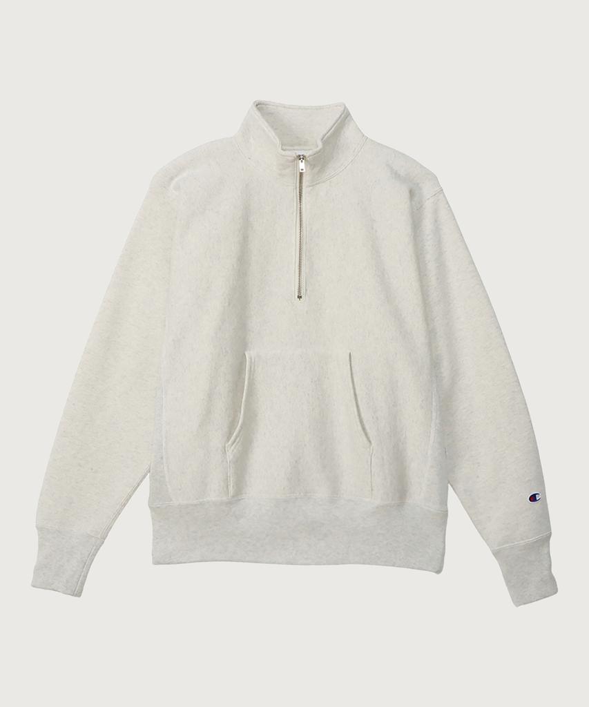 CHAMPION Reverse Weave Blu-Tack Regular Fit Fleece-Lined Half Zip Oatmeal