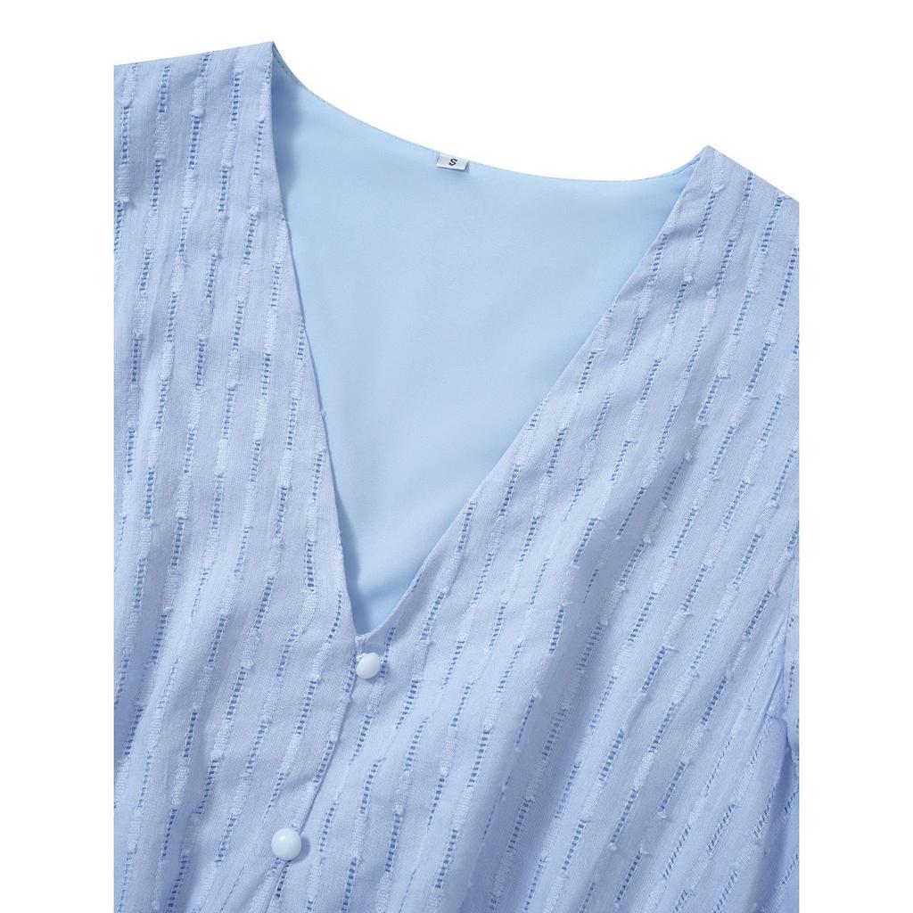 GMXIA Женские модные летние весенние однотонные повседневные платья с v-образным вырезом и короткими рукавами и высокой талией