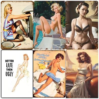 Металлические знаки, винтажные крутые знаки с горячими красотками - металлические жестяные знаки, винтажные для гаража, мужской берлоги, паба и дома, винтажный декор