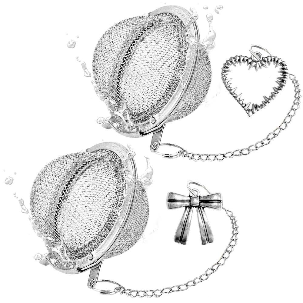 2PCS Stainless Steel Butterfly Bee Chain Tea Infuser Fine Mesh Spice Ball Tea Strainer Soup