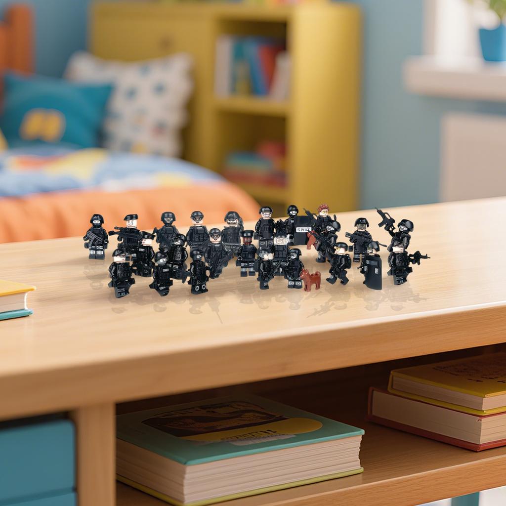 Фигурки из строительных блоков, Черная спецполиция, Спецназ, Контроль беспорядков, Военная сцена, Игрушки для мальчиков