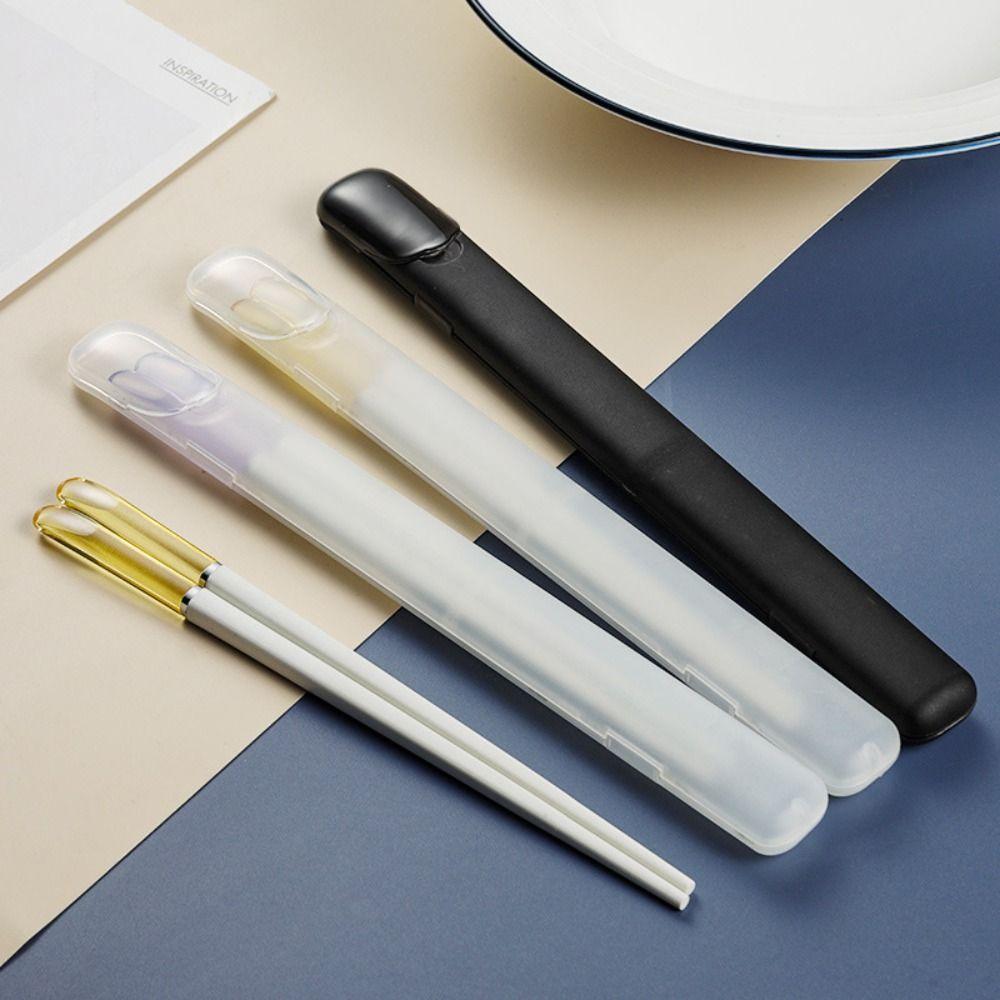 1pcs Portable Plastic Chopsticks Box 26cm Transparent Cutlery Straw Case Eyebrow Pencil Organizer