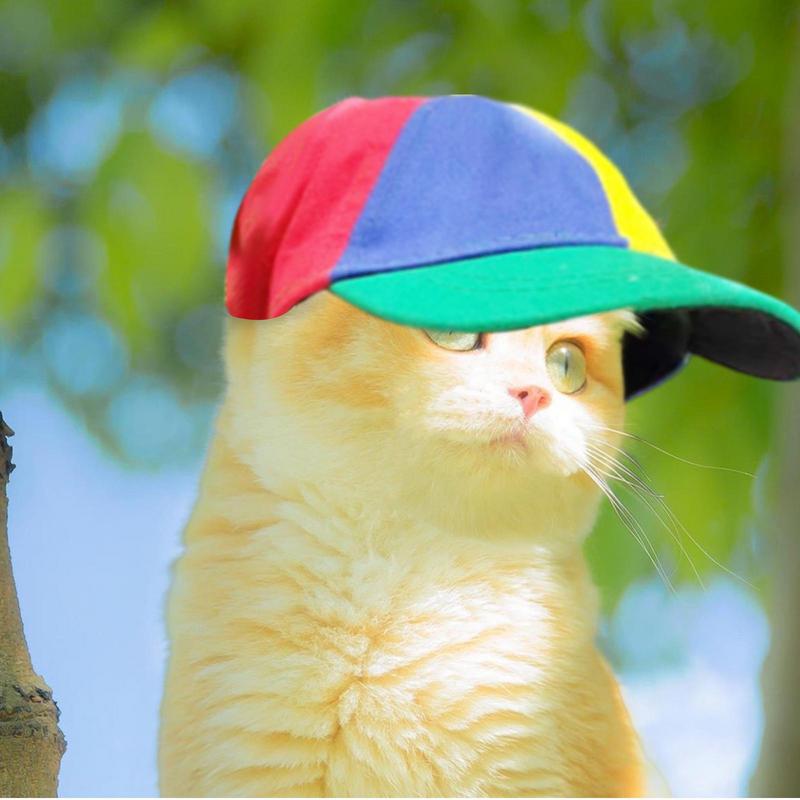 Dog Propeller Hat With Ear Holes Colorful Dog Bucket Baseball Caps Comfortable Rainbow Helicopter Top Hat For Poodle Puppy