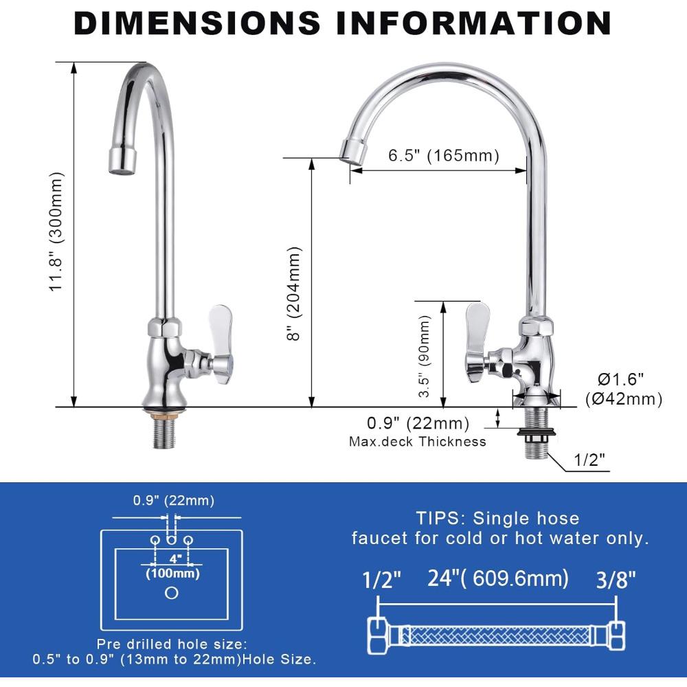 Однорычажный смеситель для холодной воды: Настольный кухонный кран только для холодной воды - Латунный хозяйственный кран для уличной мойки - Коммерческий барный кран для воды