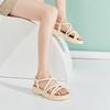 [Same as in the mall] College style stepping poop feeling fine strap cross casual sandals