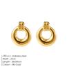 EManco Gold Color Stainless Steel Hoop Earrings Office/Career Style Geometric Shapes Textures Women's Engagement Daily Wear