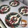 4Pcs Anti-slip Christmas Round Placemat Heat Resistant Stain-resistant Linen Placemat Vintage Washable Snowflake Placemat