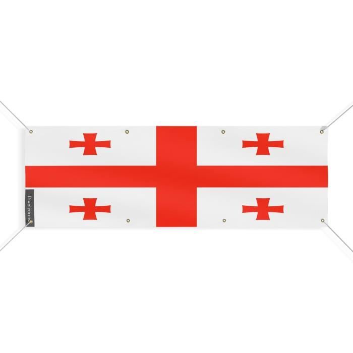 Bannière Drapeau De La Géorgie 8 Oeillets 100x300 Cm