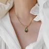 Оливково-зеленая синяя подвеска-капля воды ожерелье не выцветает цепочка на ключицу нишевая шейная цепочка тренд