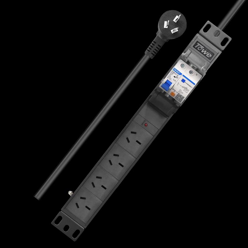 TOWE 4-Outlet 16A National Standard PDU Power Strip with Circuit Breaker and Leakage Protection
