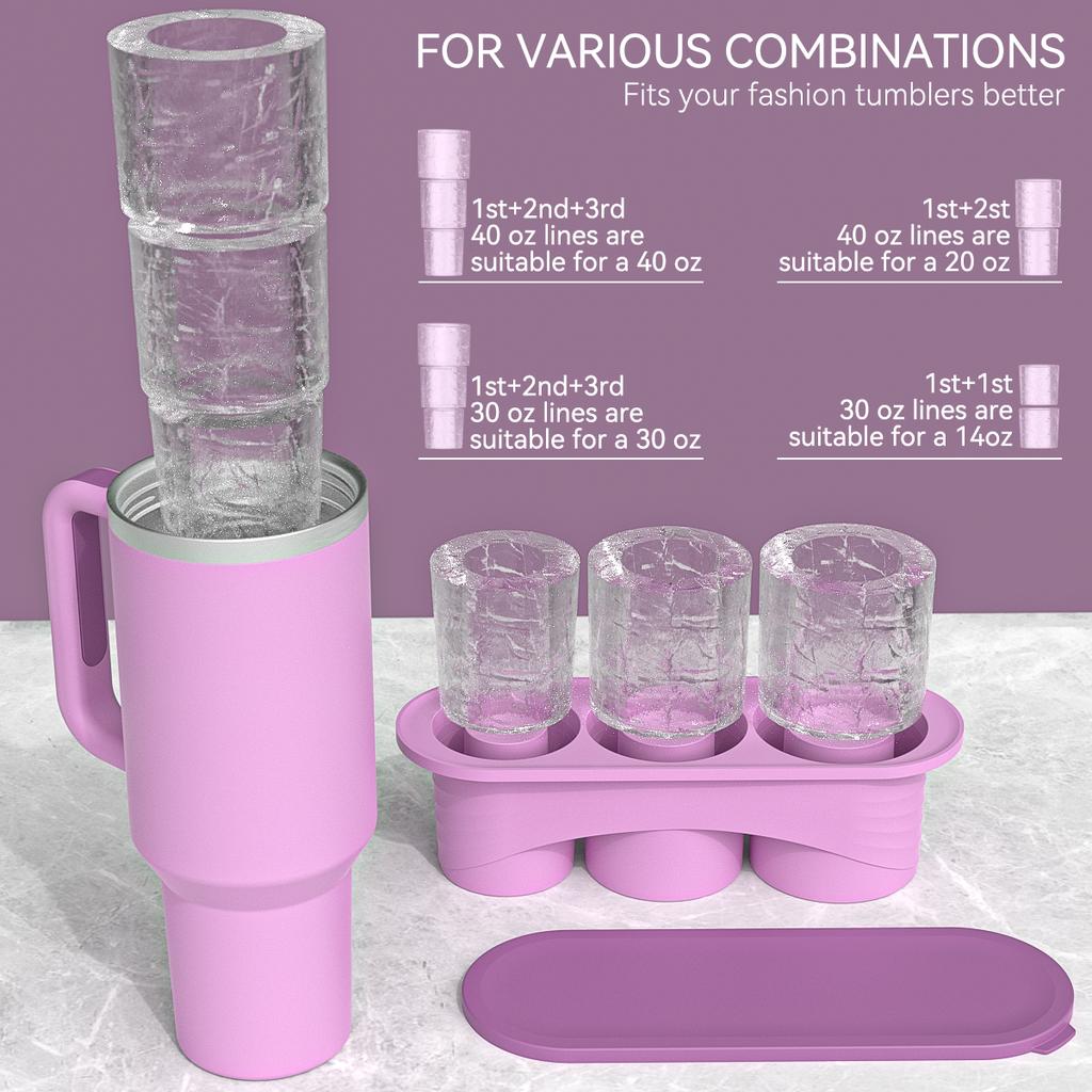 Ice Cube Tray for ST Cup Tumbler Cup , Cylinder-Shaped Silicone Ice Mold with Lid , Stanley Cup Accessories