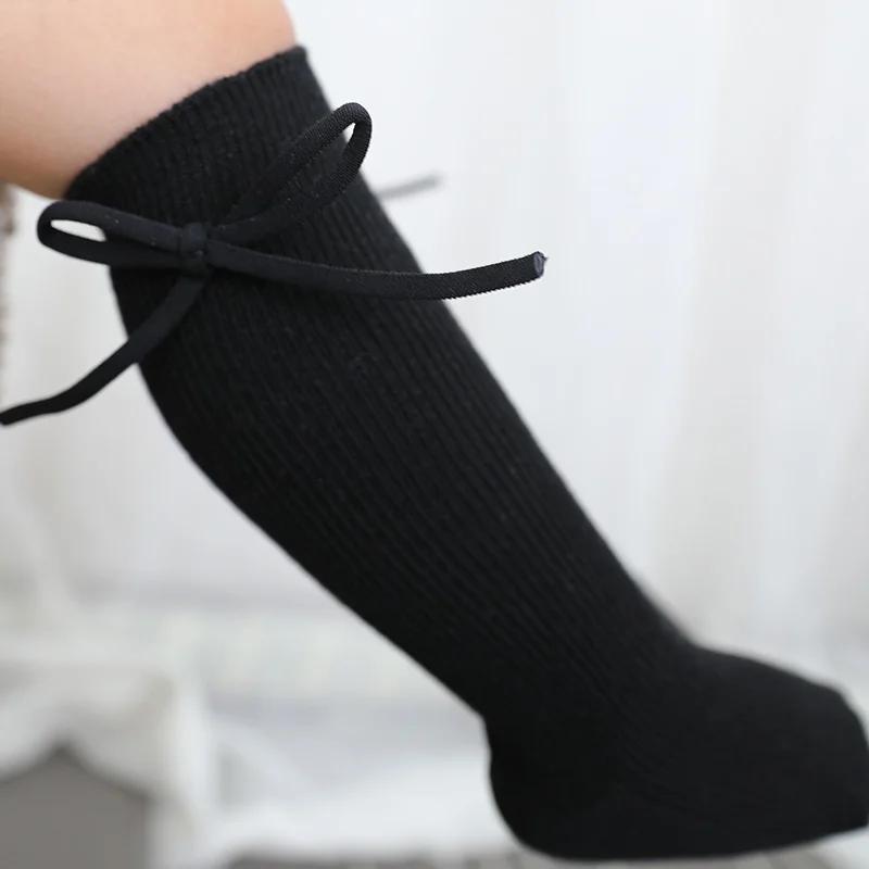 Милые танцевальные носки принцессы, милые чулки с бантиками для девочек, весенние и осенние однотонные носки из чистого хлопка для студентов