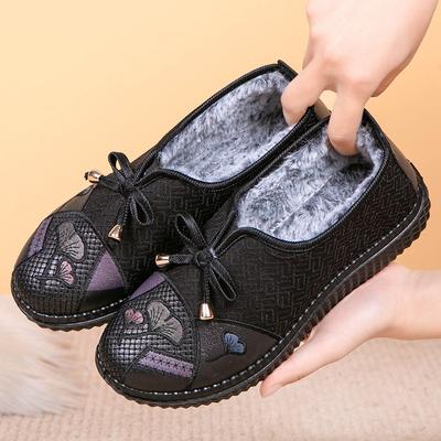 Осень и зима новые бархатные утепленные теплые пекинские тканевые туфли женские хлопковые туфли мягкая подошва нескользящие старые хлопковые сапоги