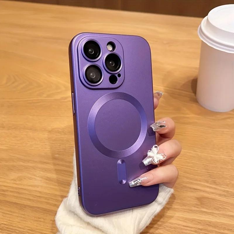 Magnetic Luxury Matte For Magsafe Wireless Charging Case For 18 17 16 15 14 13 Pro Max Glass Lens Protection Soft Cover