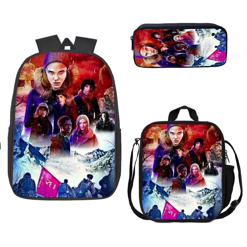 Школьная сумка, Пенал, Сумка для еды Stranger Things, Карта Z, Трехсекционный рюкзак большой емкости, Цветной