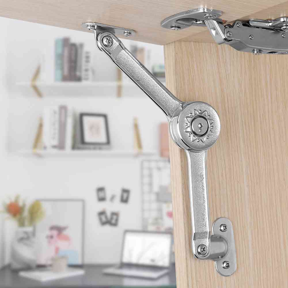 Satin Nickel Finish Folding Lid Stay Soft Close Mechanism Cabinet Door Hinge For Drawer Window