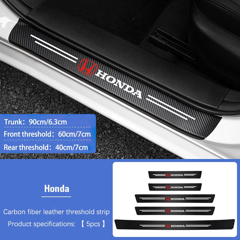 TQDX8 Honda Car Threshold Strip Anti Stepping Leather Protective Sticker For Honda civic accord fit jazz pilot CRV odyssey passport