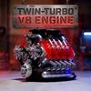 Новый Моторизованный Симулятор Двойного Турбо V8 Двигатель MOC Строительные Блоки Автомобильные Детали Технические Игрушки Подарки Мальчикам Взрослым Кубики Украшение Комнаты