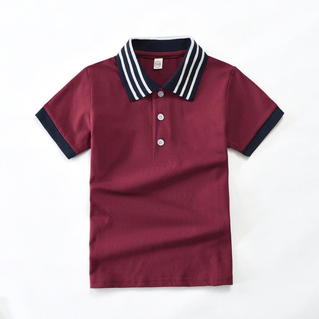 Детская рубашка поло: Хлопковая форма с короткими рукавами для начальной и средней школы - белого или синего цвета (Размеры 100-190)