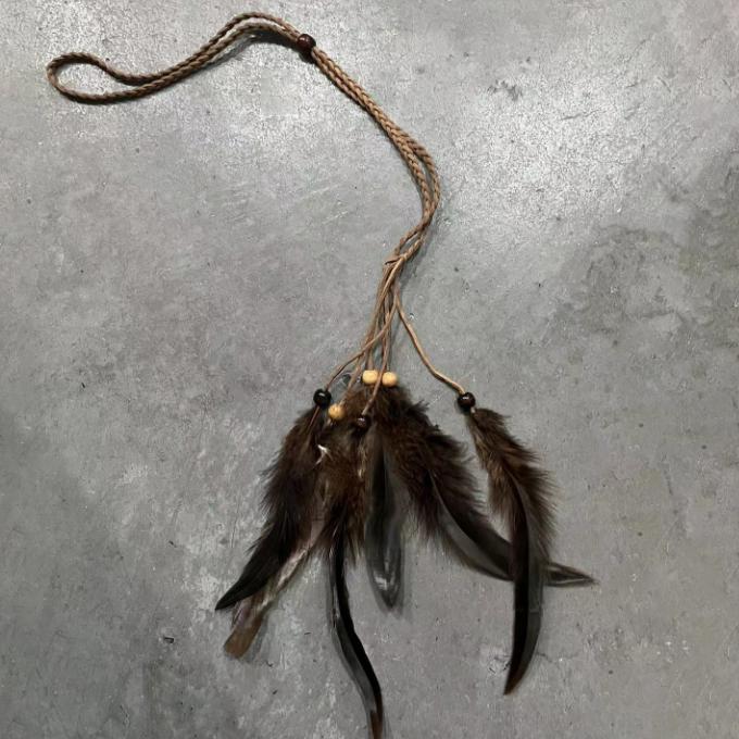 Hippie Indian Feather Headband Handmade Weave Feathers Hair Rope Headdress