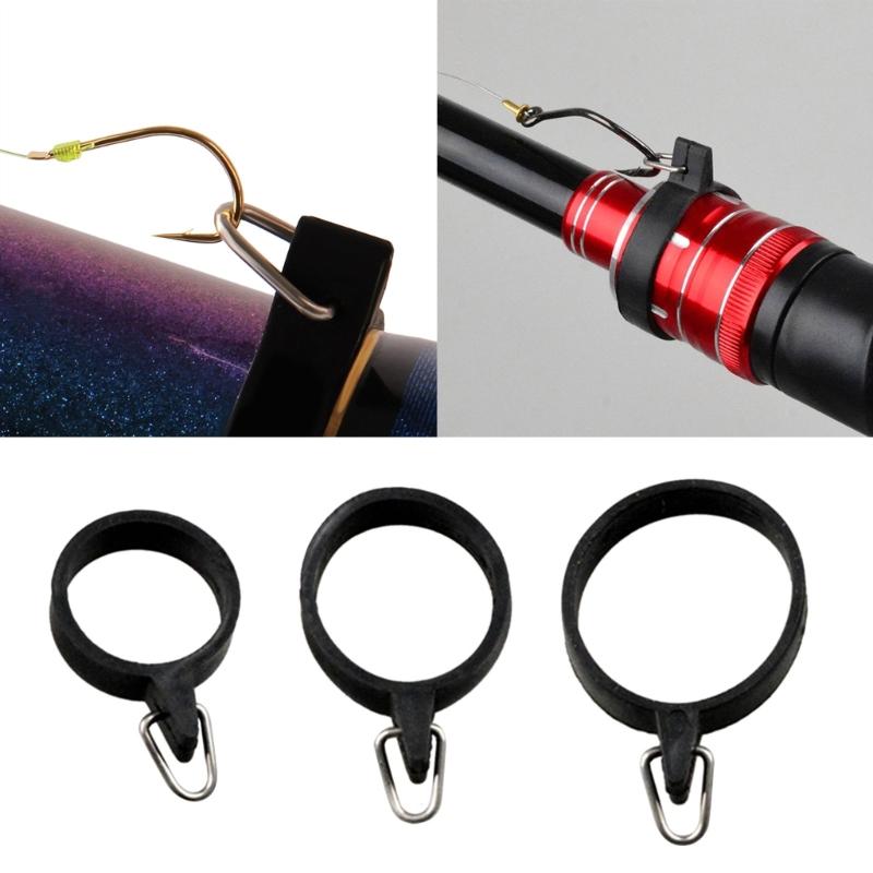 10Pcs Elastic Fishing Rod Hook Keeper Fish Poles Rubber Rings Metal Holder Fishing Rod Hook Keeper Baits Tool Accessory