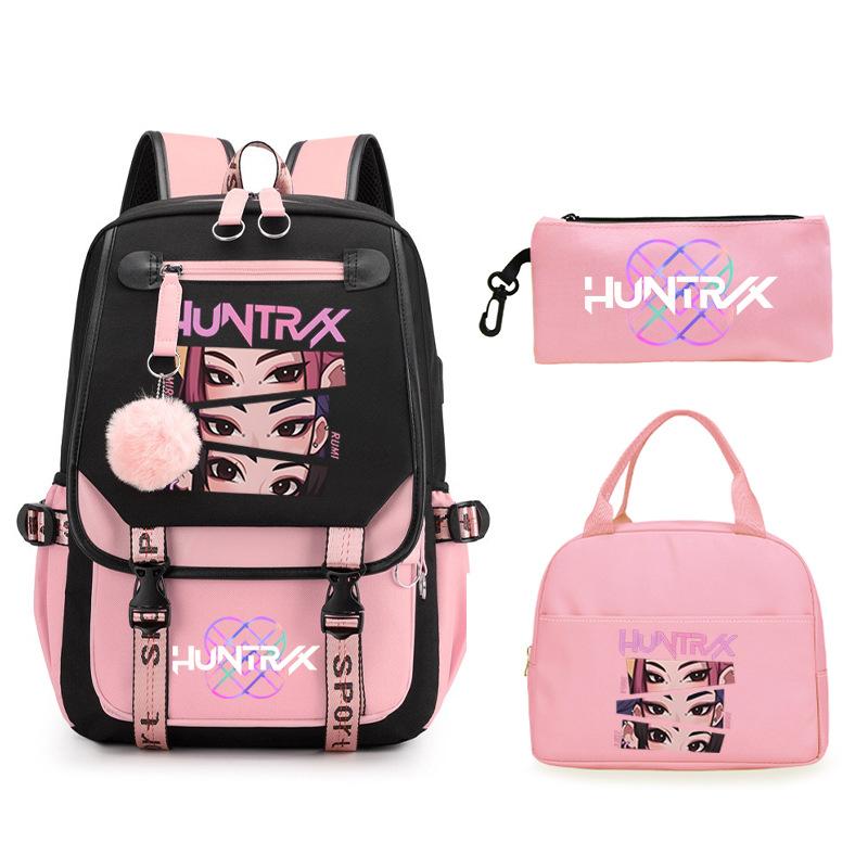 KPop Demon Hunters Rumi Anime Merchandise Backpack and Pencil Case Convenient Backpack for Couples for Business Trips and Travel