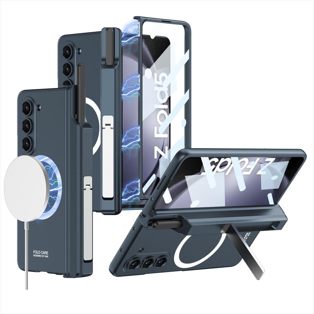 Магнитный чехол для беспроводной зарядки Samsung Z Fold 5 - Полное покрытие, Креативный дизайн, с подставкой