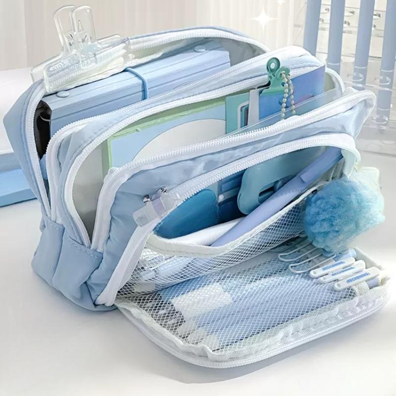 Розовая большая вместительная сумка-карандаш для девочек, эстетические школьные чехлы для девочек, корейская сумка-держатель для канцелярских принадлежностей, чехол для ручек, школьные принадлежности для студентов