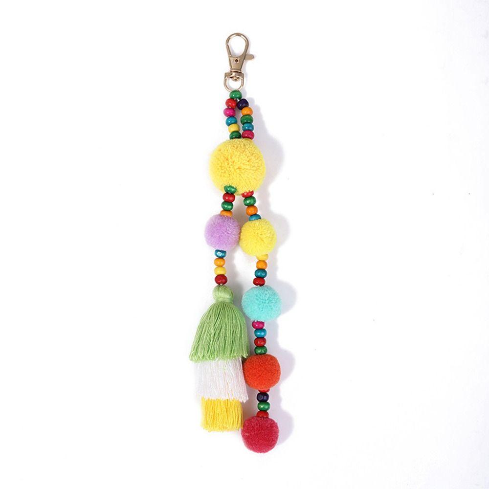 Fluffy Fashion Jewelry Womens Keychain Keyring Bag Pendant Pompom Ball Pendant